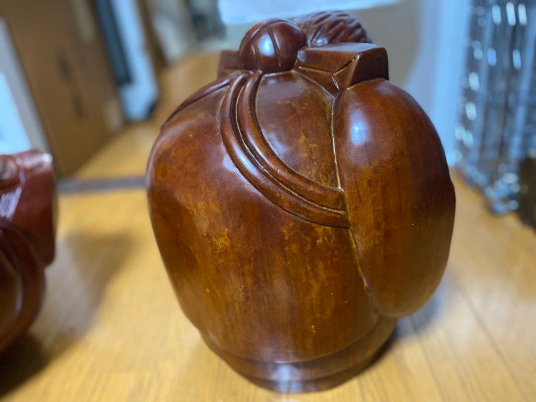 木彫り 大黒天 2体セット 高さ35cm 七福神 大型 置物 縁起物 重厚感