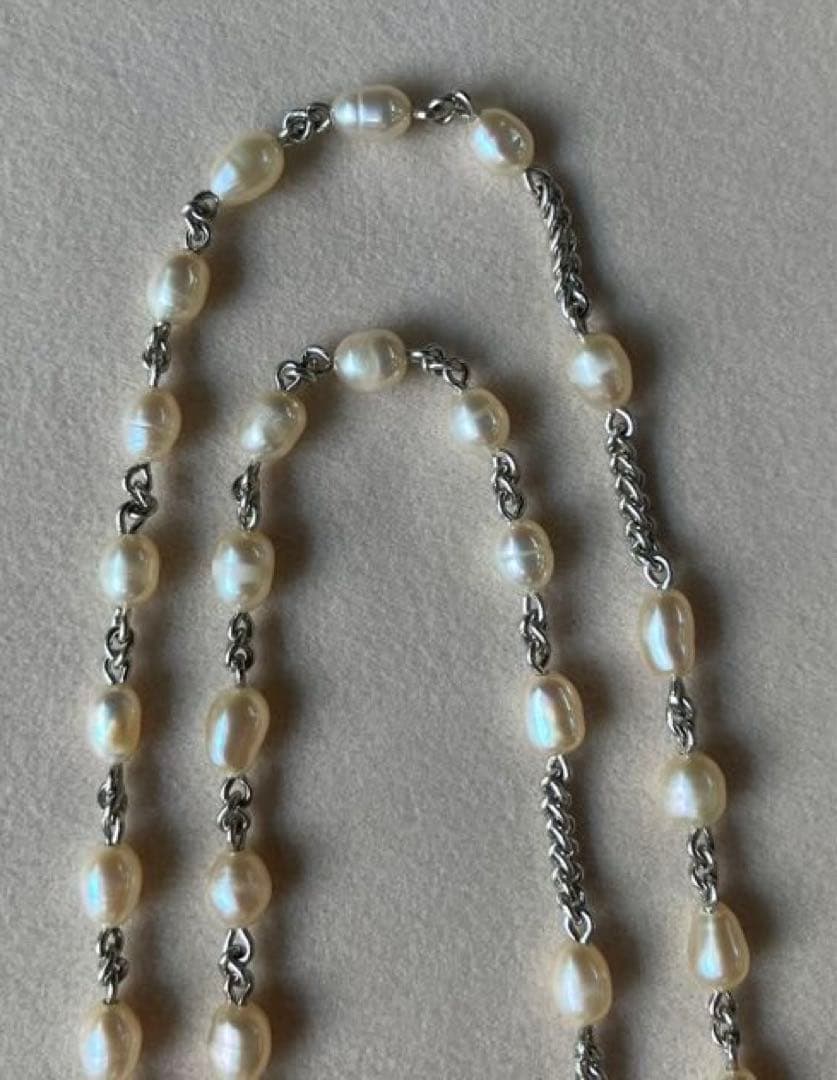 カトリック　淡水パール　手編みロザリオ　長崎編み