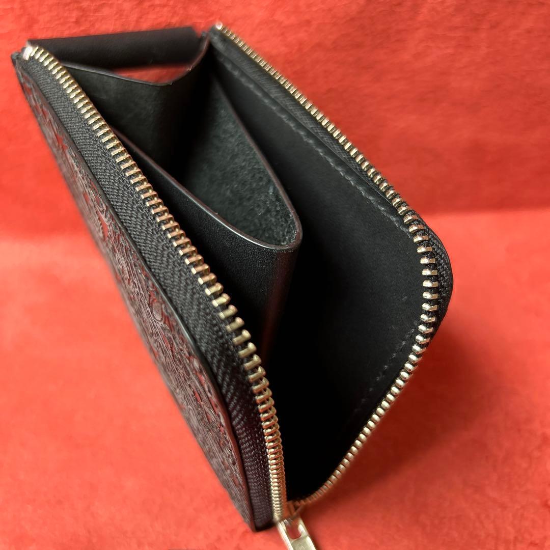 L字ファスナー革財布　ミニ財布　コンパクト財布　ハーフサイズ財布　黒　ブラック