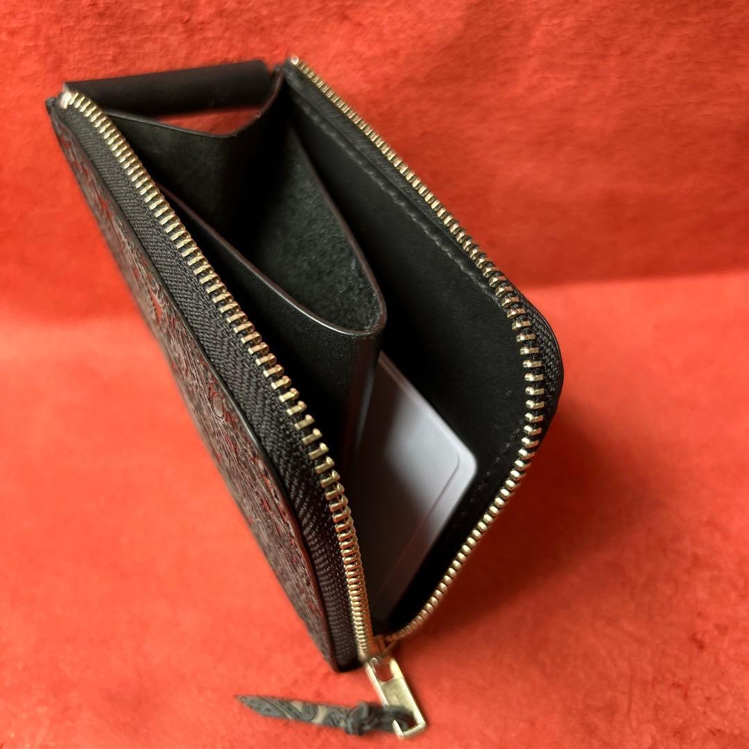 L字ファスナー革財布　ミニ財布　コンパクト財布　ハーフサイズ財布　黒　ブラック