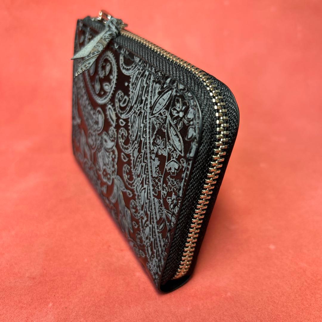 L字ファスナー革財布　ミニ財布　コンパクト財布　ハーフサイズ財布　黒　ブラック