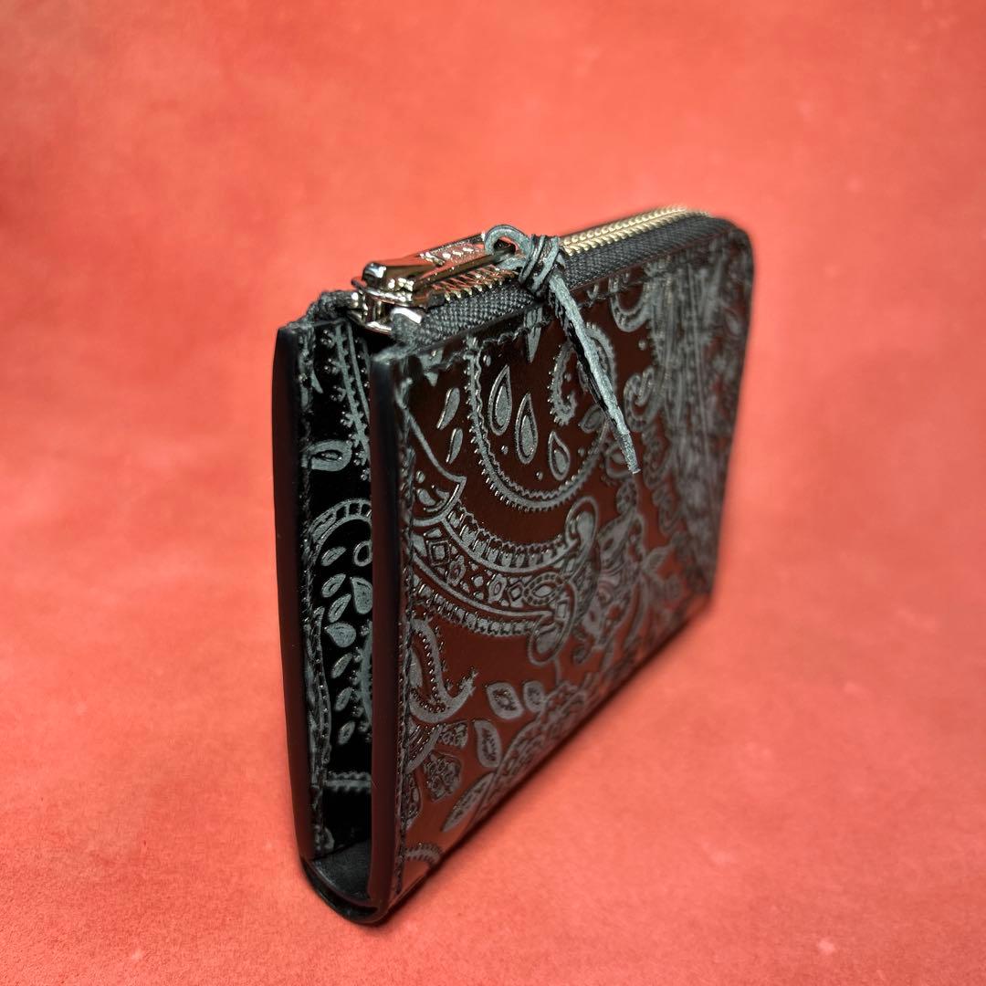 L字ファスナー革財布　ミニ財布　コンパクト財布　ハーフサイズ財布　黒　ブラック