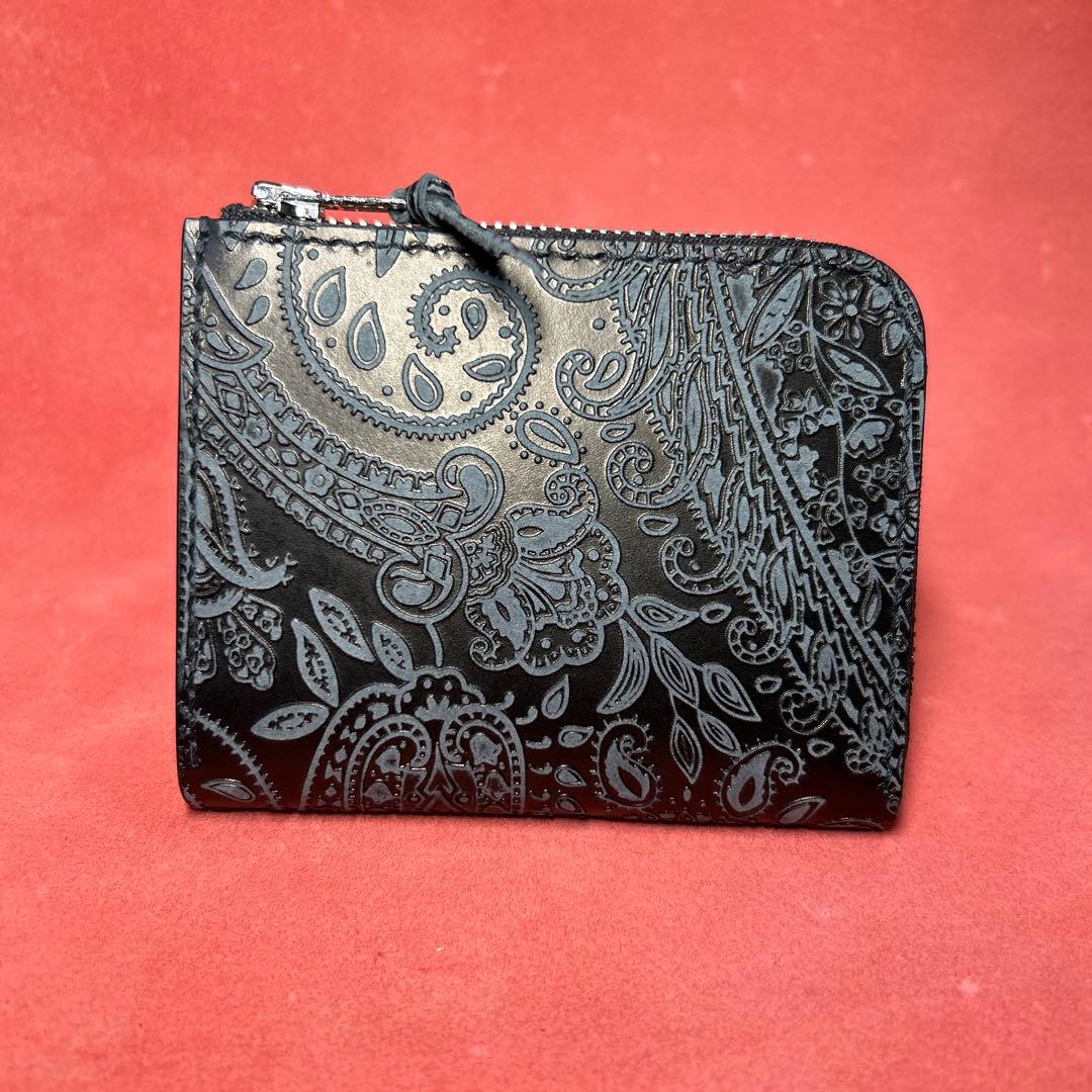 L字ファスナー革財布　ミニ財布　コンパクト財布　ハーフサイズ財布　黒　ブラック