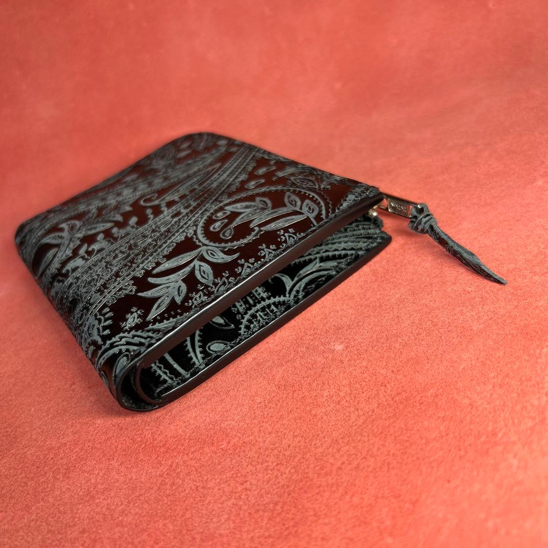 L字ファスナー革財布　ミニ財布　コンパクト財布　ハーフサイズ財布　黒　ブラック