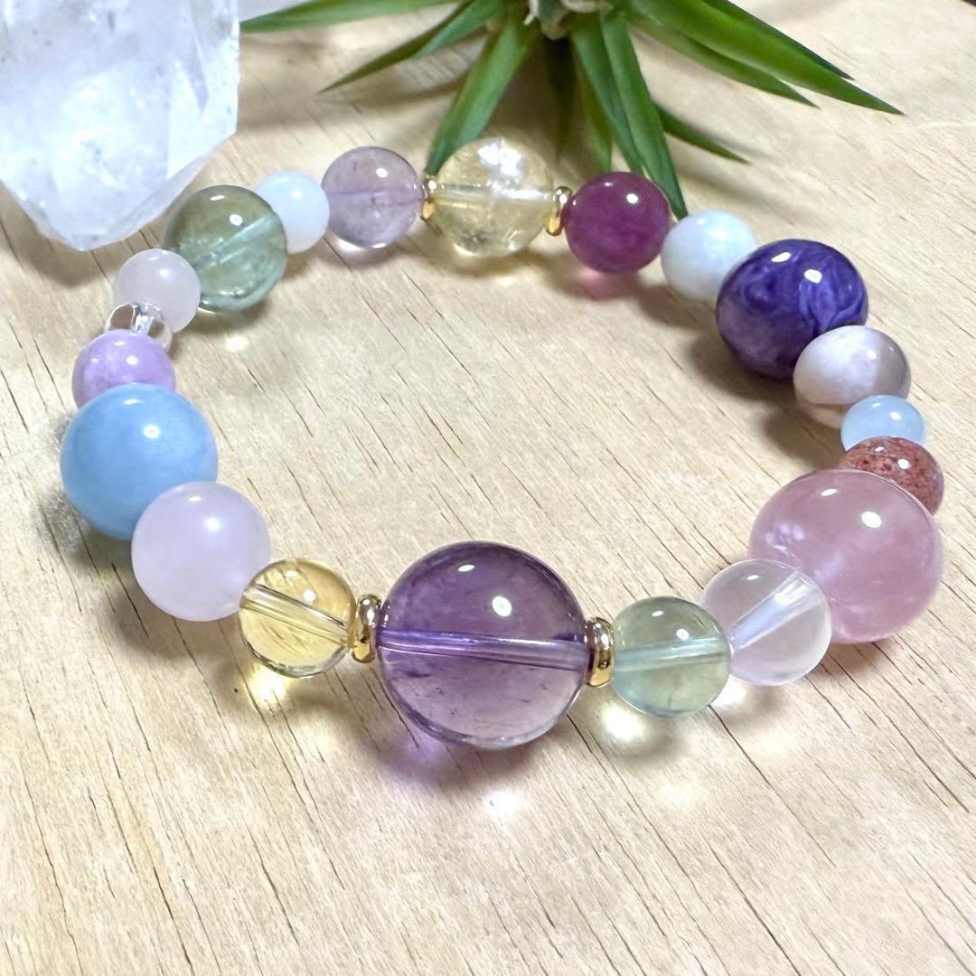 天然石（ラベンダーアメジスト、チャロアイト、シトリン、アクアマリン等）ブレス
