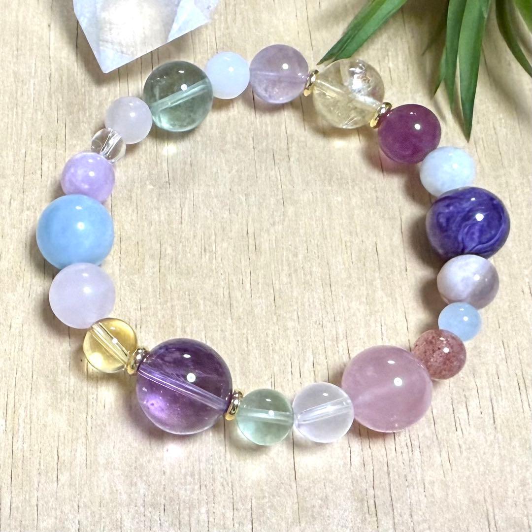 天然石（ラベンダーアメジスト、チャロアイト、シトリン、アクアマリン等）ブレス