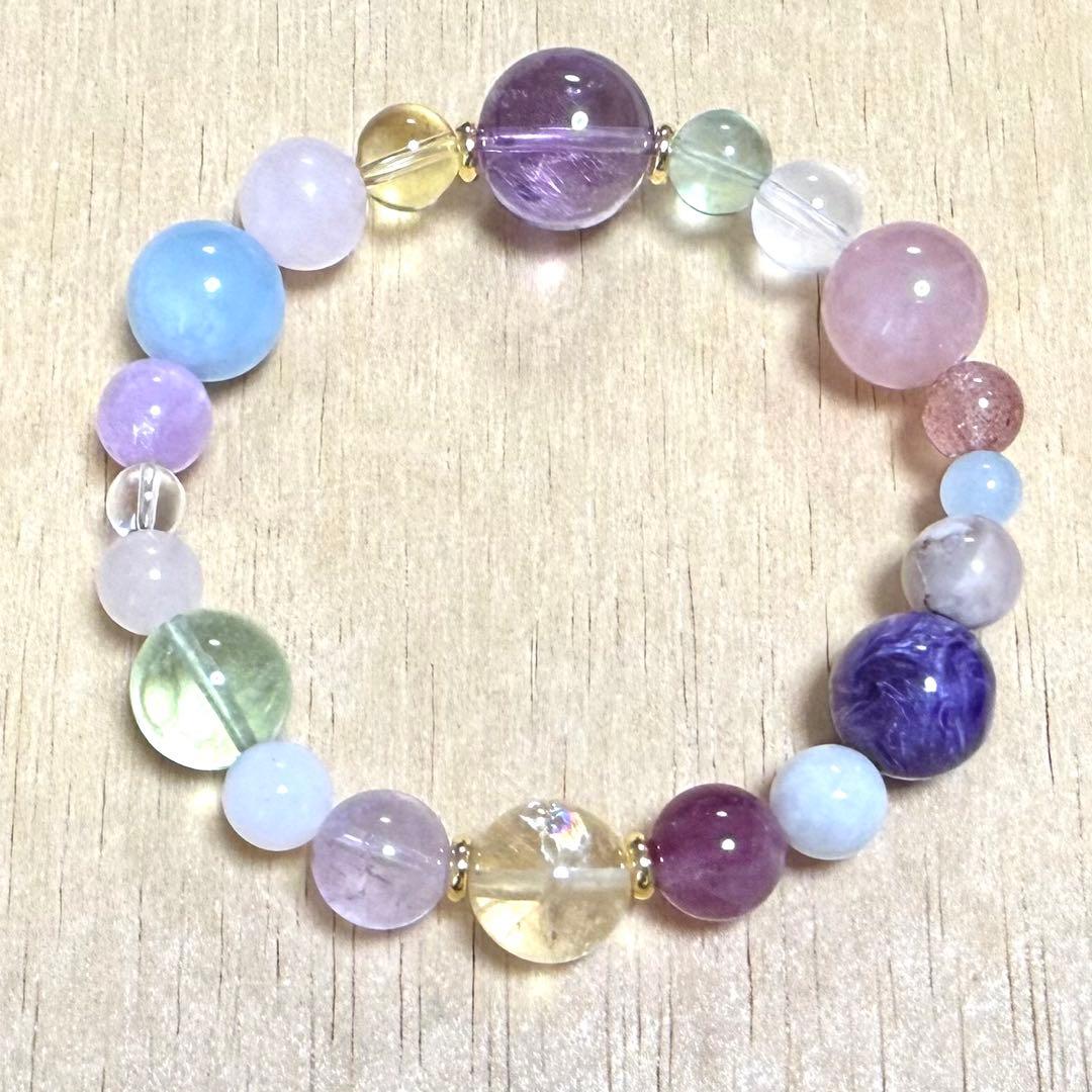 天然石（ラベンダーアメジスト、チャロアイト、シトリン、アクアマリン等）ブレス