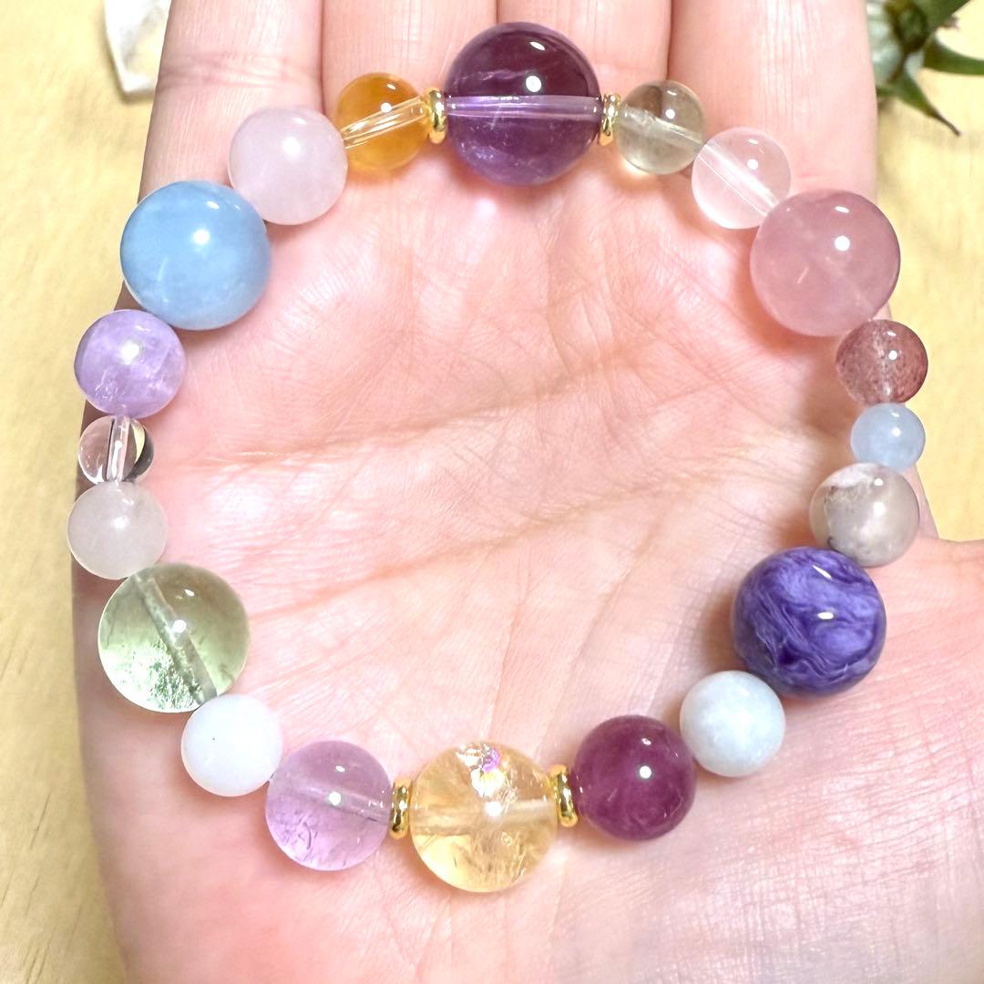 天然石（ラベンダーアメジスト、チャロアイト、シトリン、アクアマリン等）ブレス