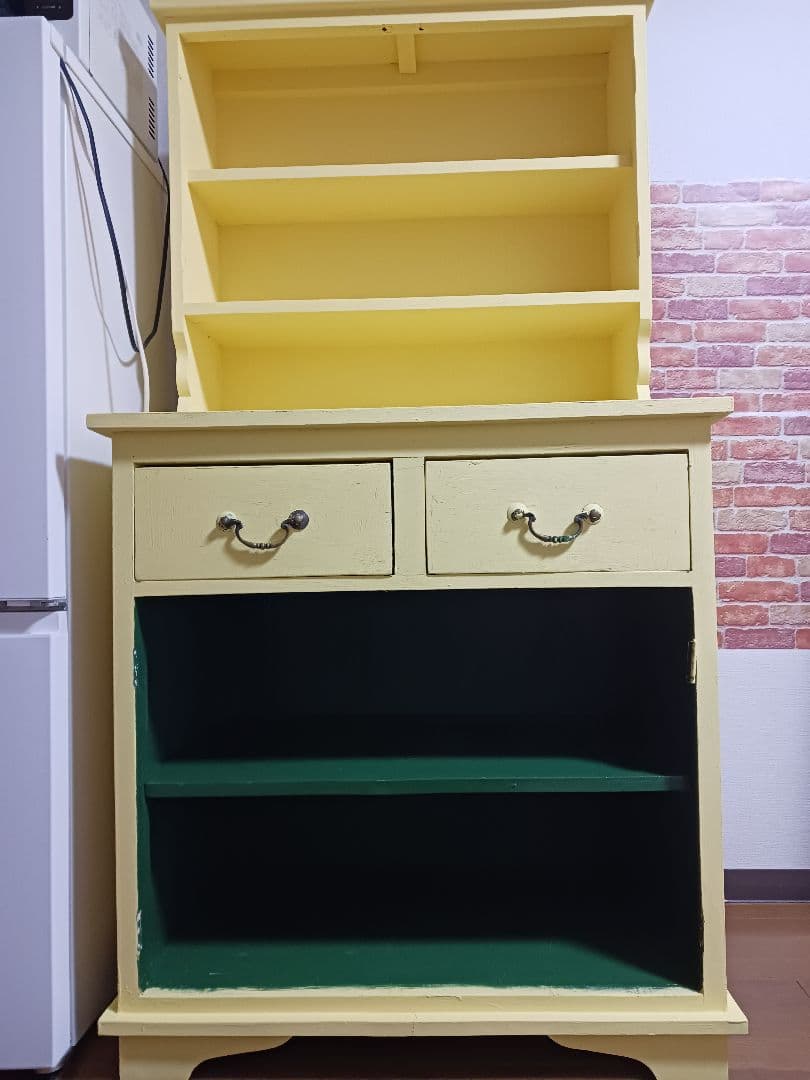 アンティーク調 食器棚 カップボード 収納棚 マホガニー 引き出し ２杯