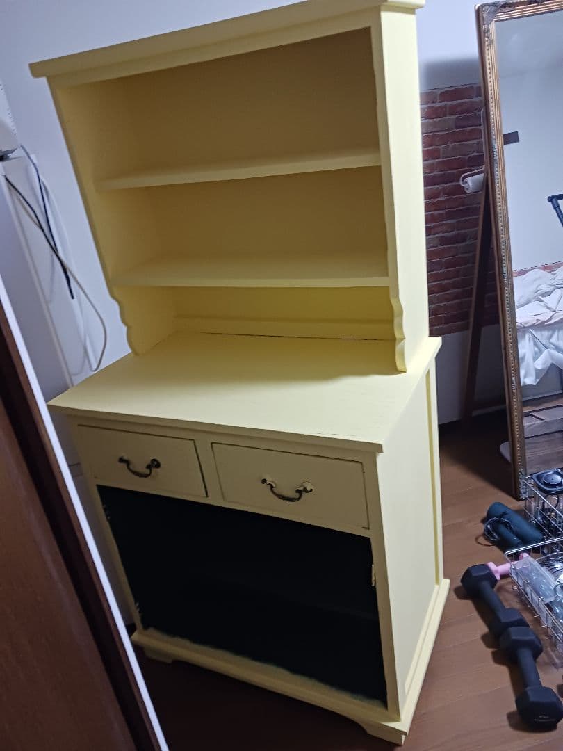 アンティーク調 食器棚 カップボード 収納棚 マホガニー 引き出し ２杯