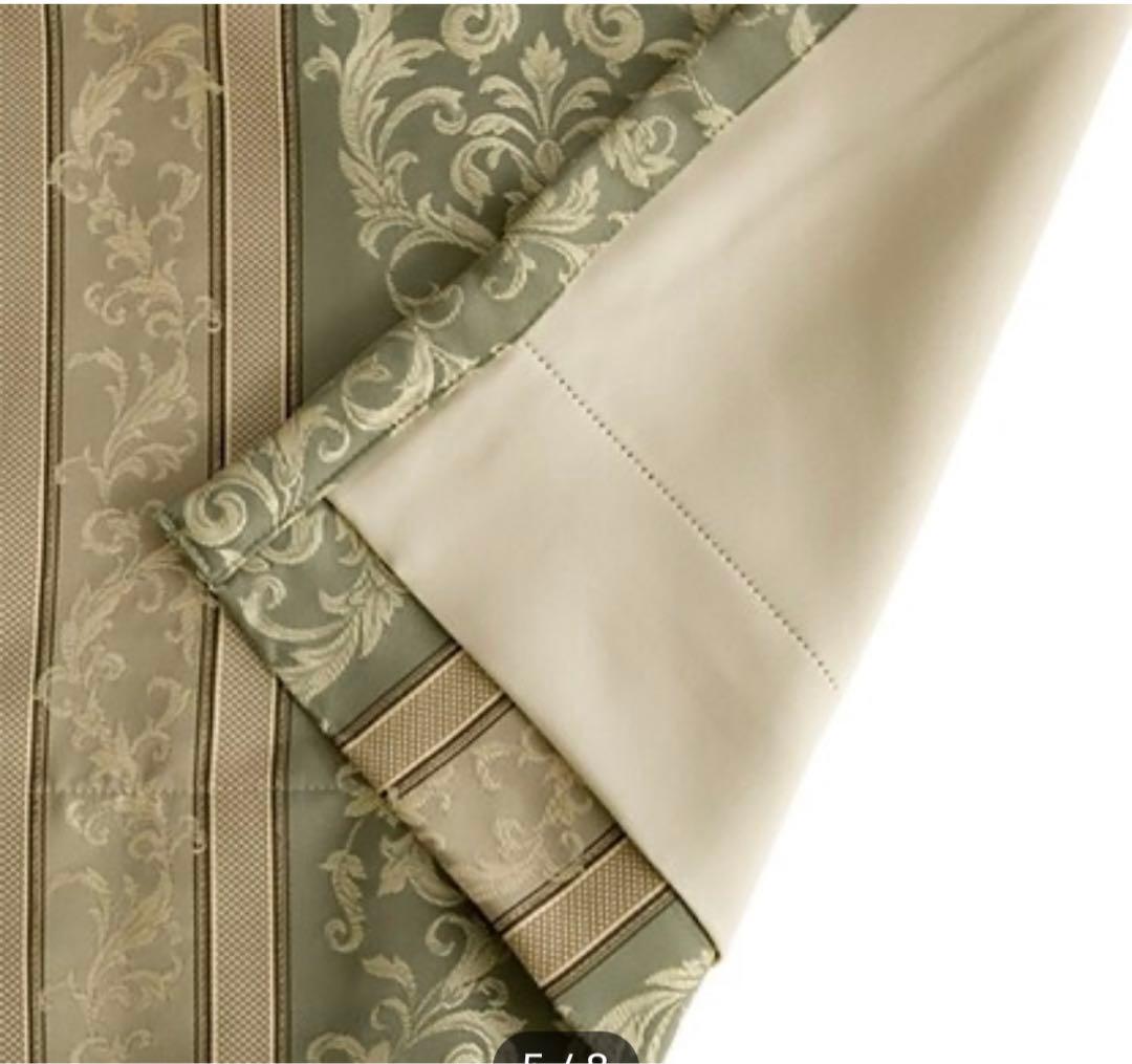 裏地付きオーダーカーテン シグナ グリーン 2倍ヒダ