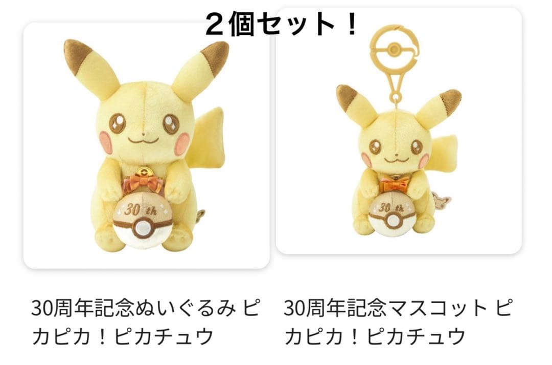 ポケモン 30周年記念 ピカチュウ ぬいぐるみ 2体セット