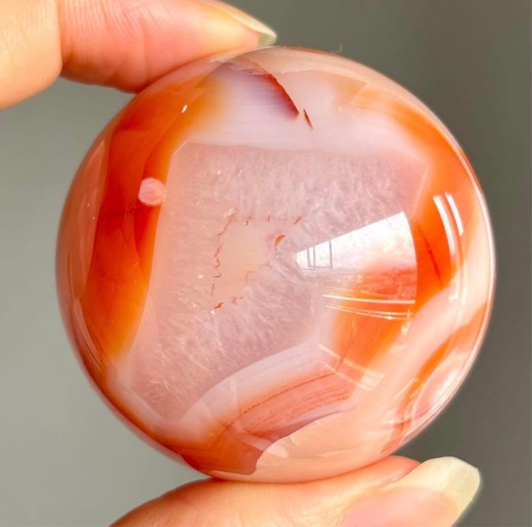 レア　高品質　カーネリアン桜瑪瑙　水晶　スフィア　天然石