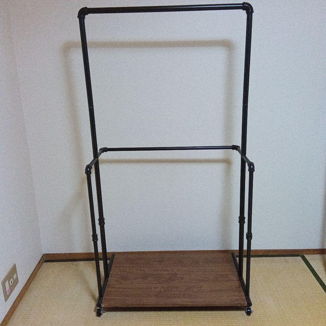 パイプハンガーラック 木製棚付き