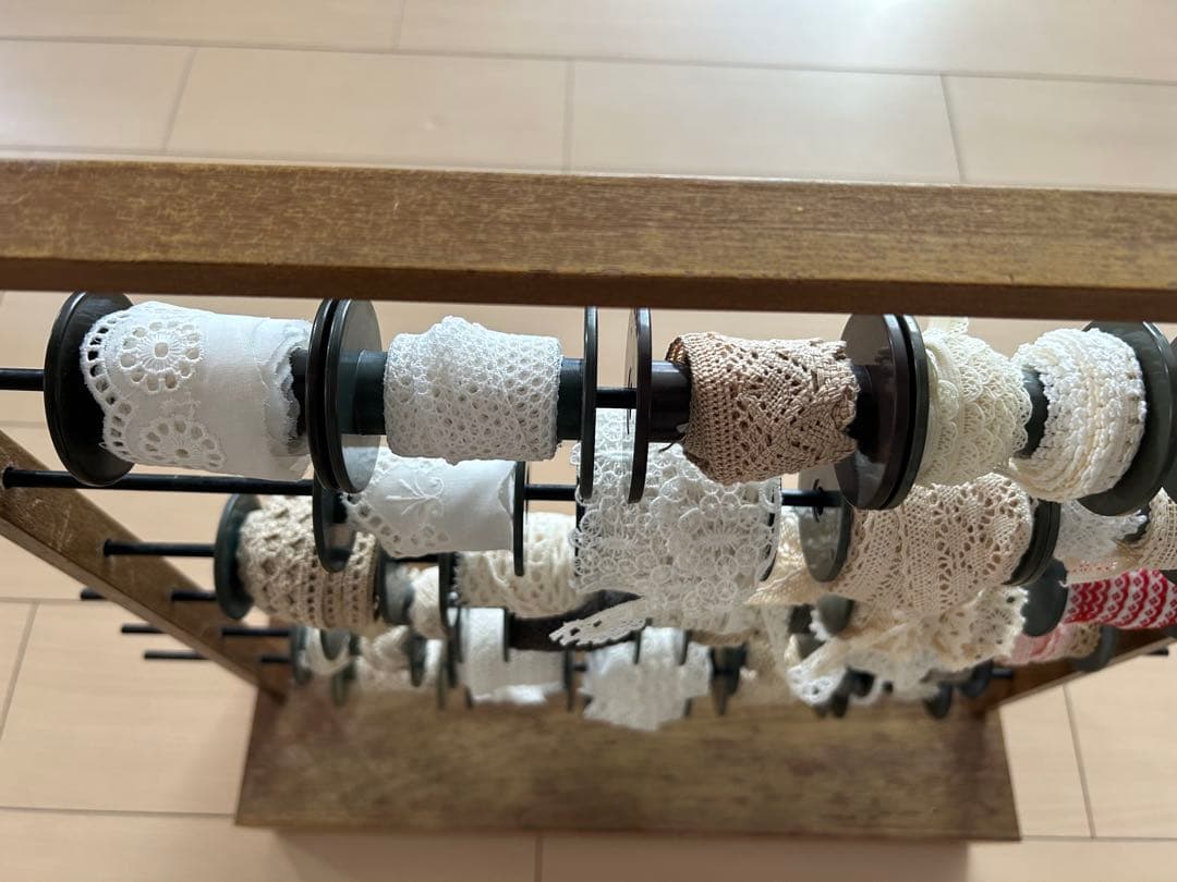 おぱぴん 【木製糸巻きラック】レース30個付き♪ウッドシェルフ
