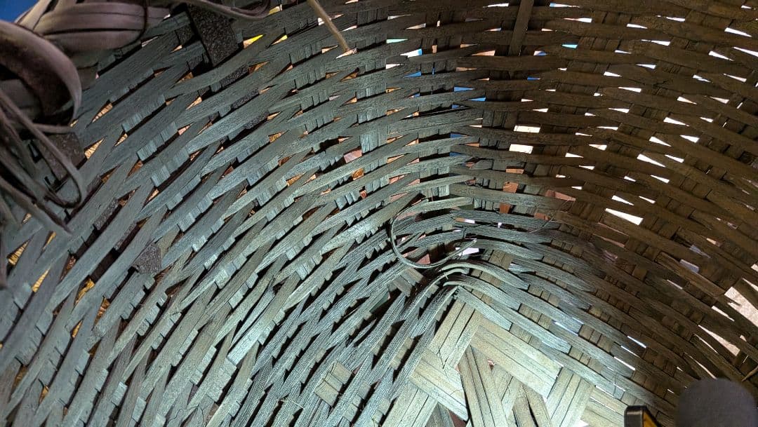 天然素材のハンドル付きバスケット昭和レトロ？大正？わらじ3足付