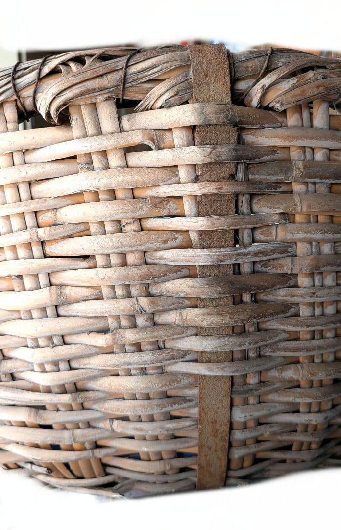 天然素材のハンドル付きバスケット昭和レトロ？大正？わらじ3足付