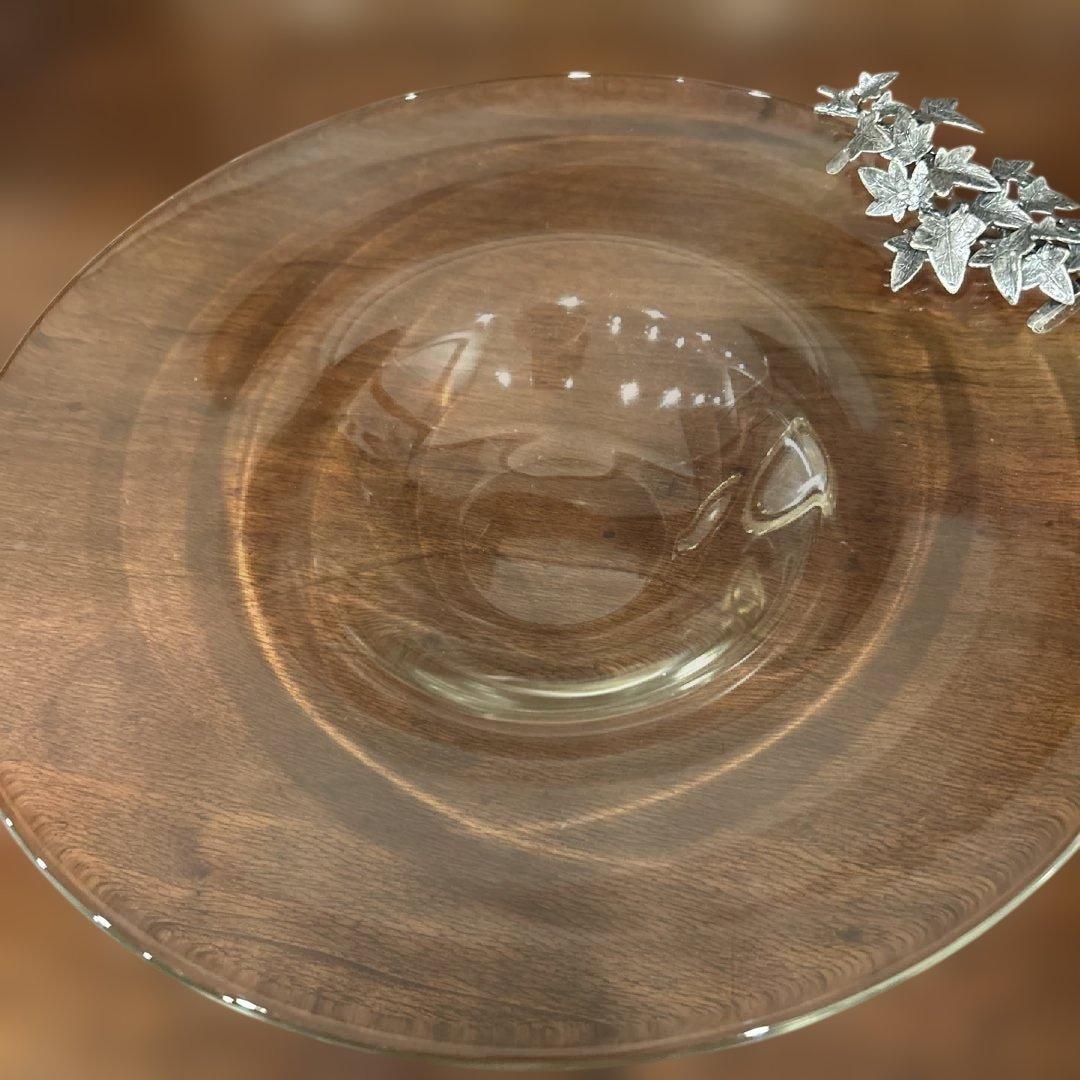 ガラス皿 アイビーリーフ装飾