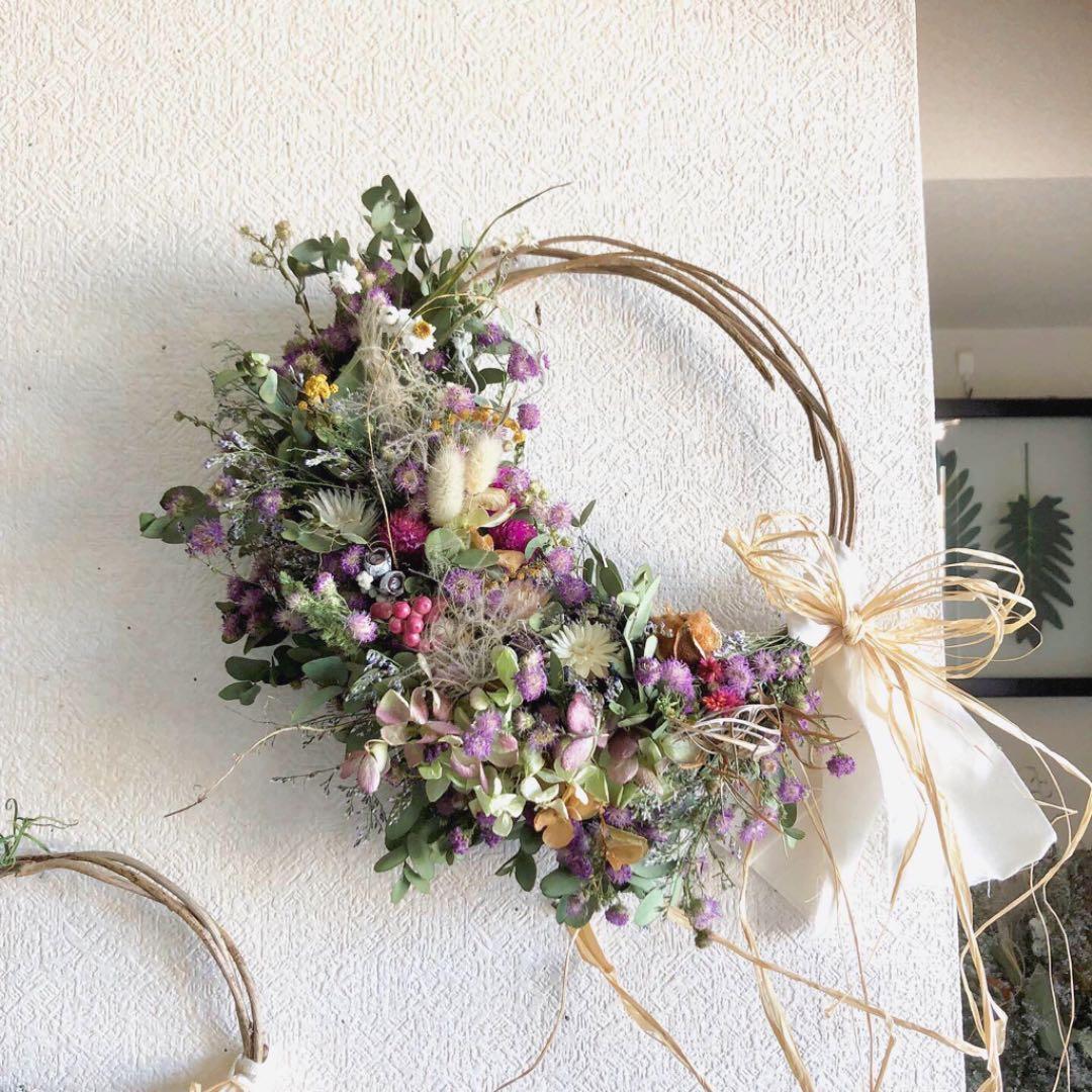 受注制作ユーカリと紫陽花と花々のリース