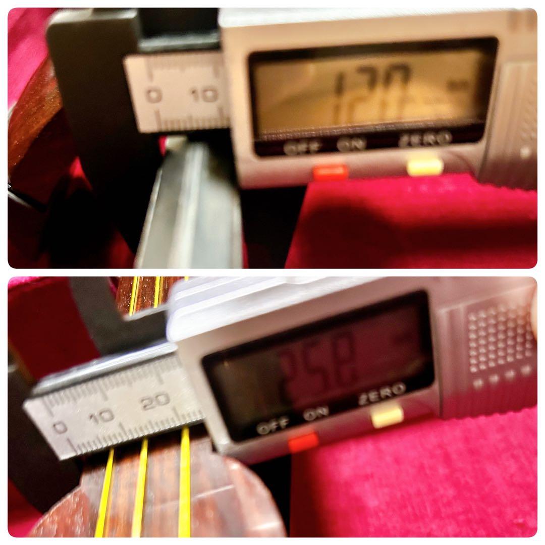 長唄三味線　中棹　紫檀　正寸　丸打胴　本皮　皮破れなし