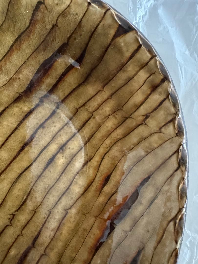 お値下げ　柴田雅章　丹波雅章　飴釉スリップウェア楕円皿