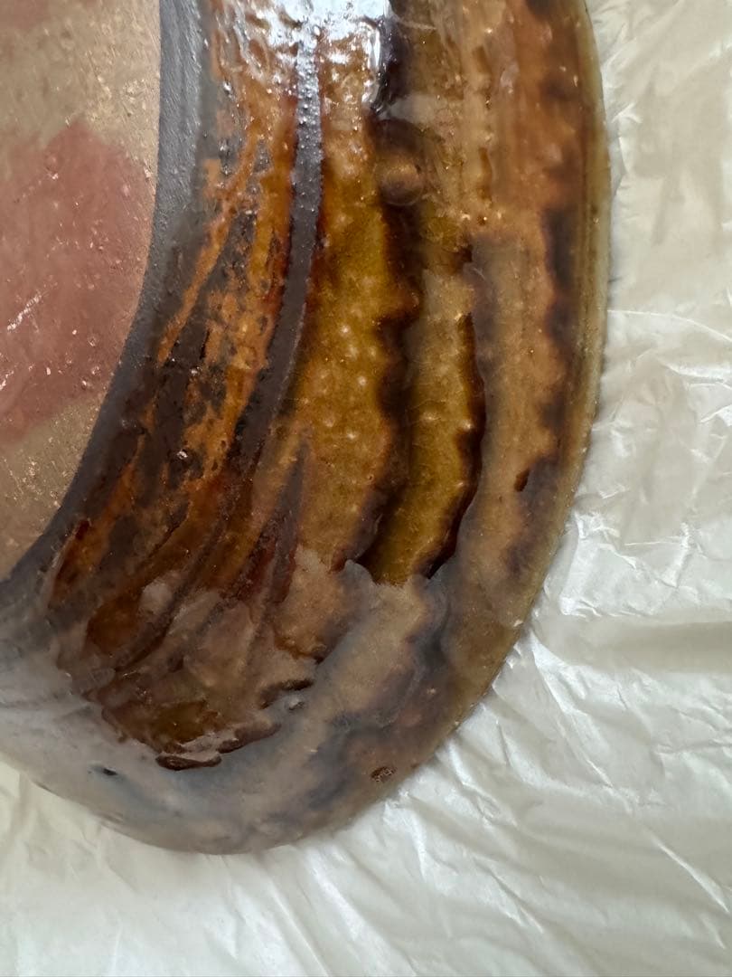 お値下げ　柴田雅章　丹波雅章　飴釉スリップウェア楕円皿