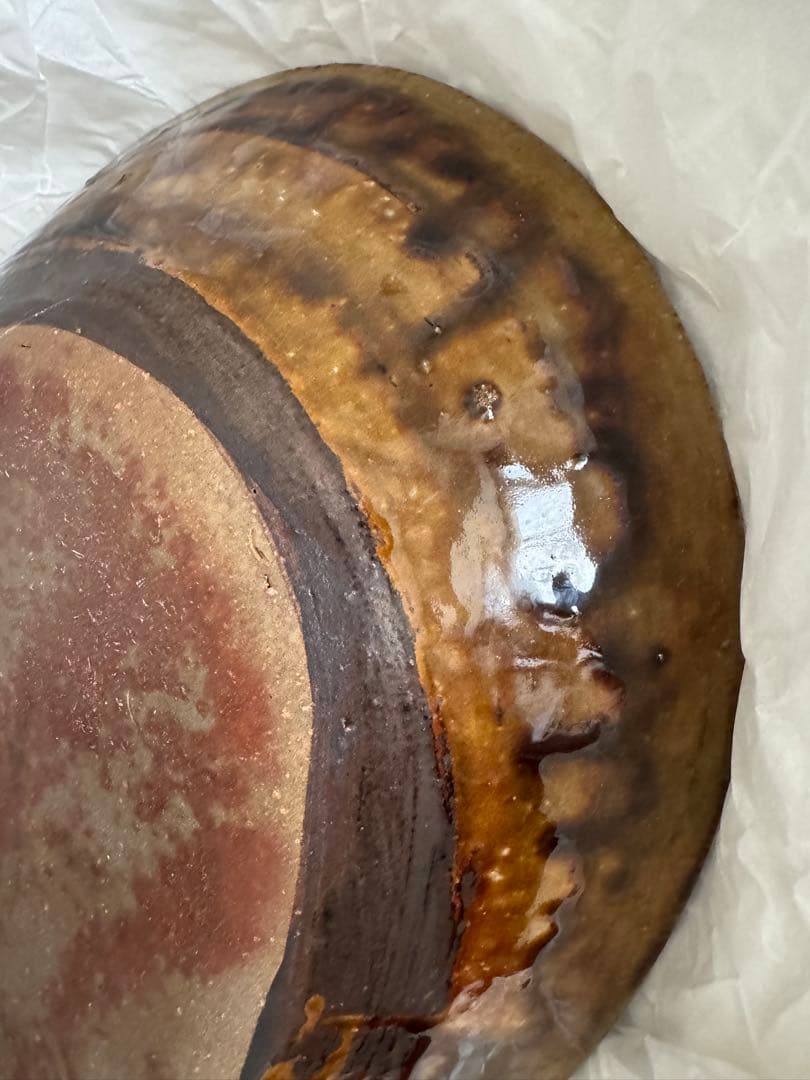 お値下げ　柴田雅章　丹波雅章　飴釉スリップウェア楕円皿