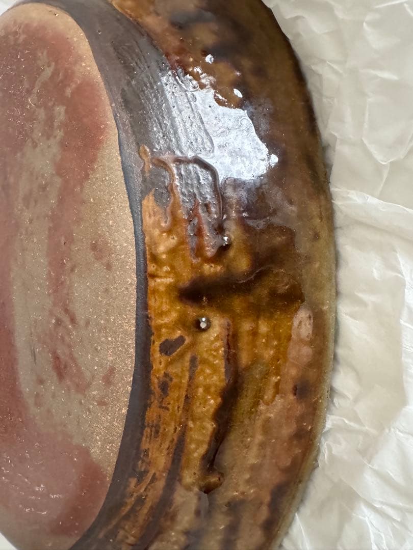 お値下げ　柴田雅章　丹波雅章　飴釉スリップウェア楕円皿