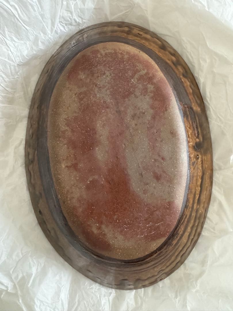 お値下げ　柴田雅章　丹波雅章　飴釉スリップウェア楕円皿