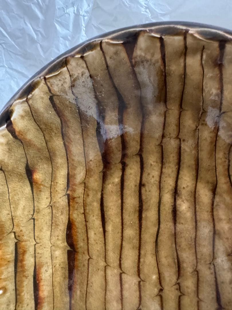 お値下げ　柴田雅章　丹波雅章　飴釉スリップウェア楕円皿