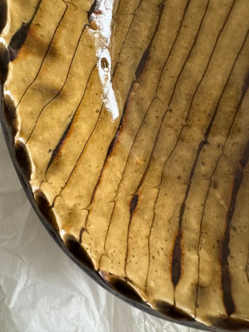 お値下げ　柴田雅章　丹波雅章　飴釉スリップウェア楕円皿