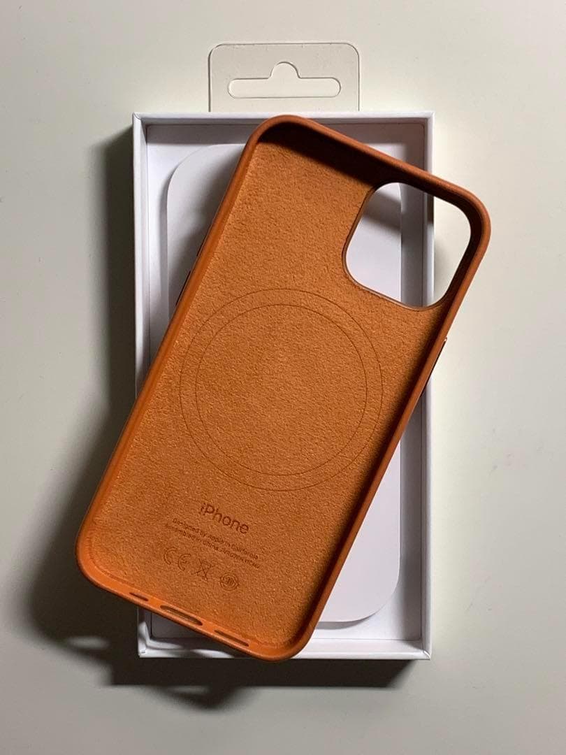 【新品】純正 iPhone 13 mini レザーケース・ゴールデンブラウン①