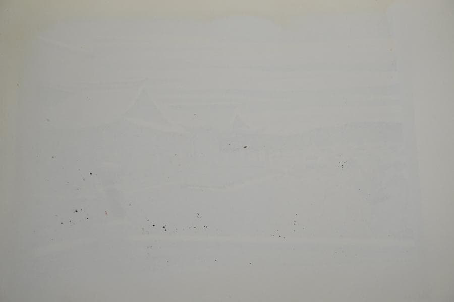 井堂雅夫 木版画「雪の清水」額装 額入り清水寺