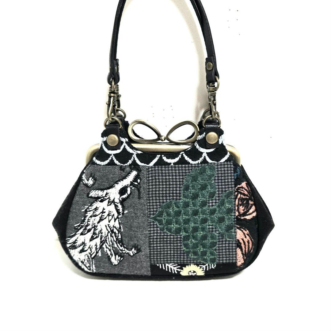 ミナペルホネン　ハンドメイド　あおりがま口ポーチ