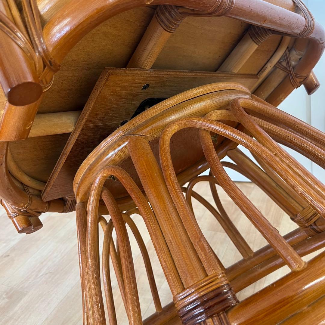 ①【美品】ラタン製 回転式座椅子 ナチュラル 和モダン　インテリア 椅子