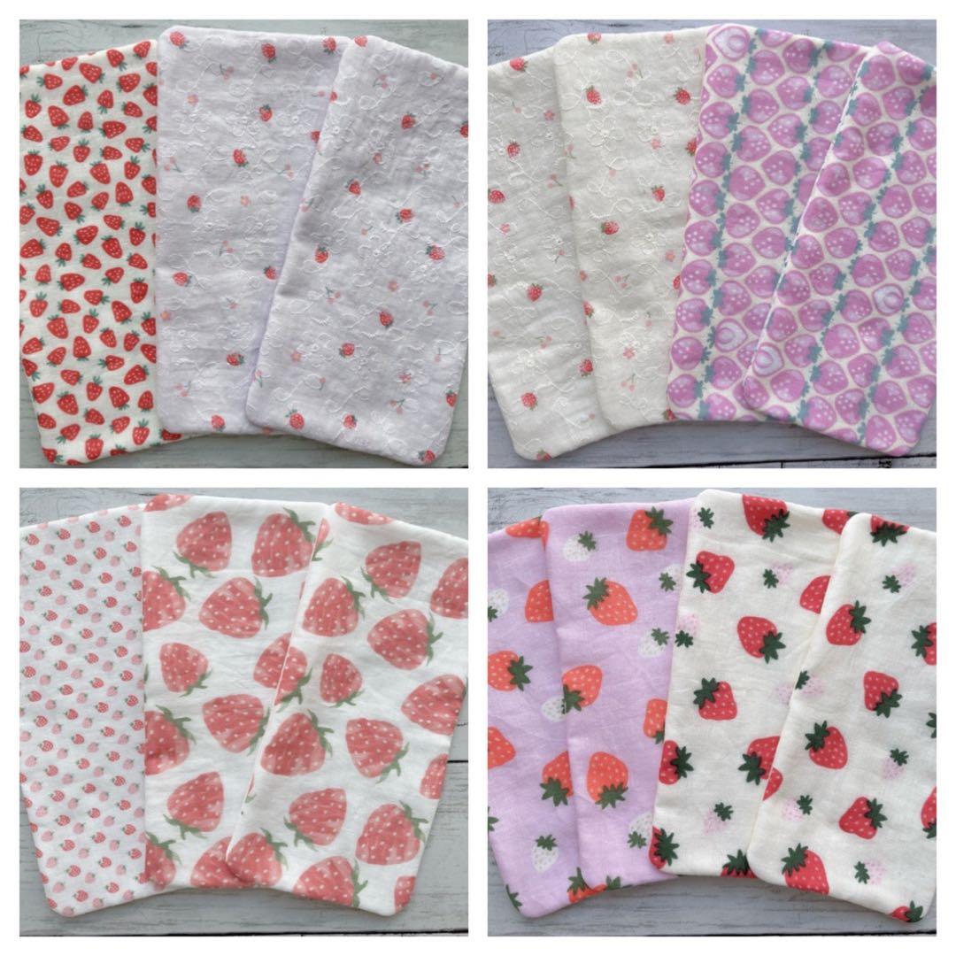 ダブルガーゼ＊ハンカチ＊ハンドメイド　いちご　2枚セット
