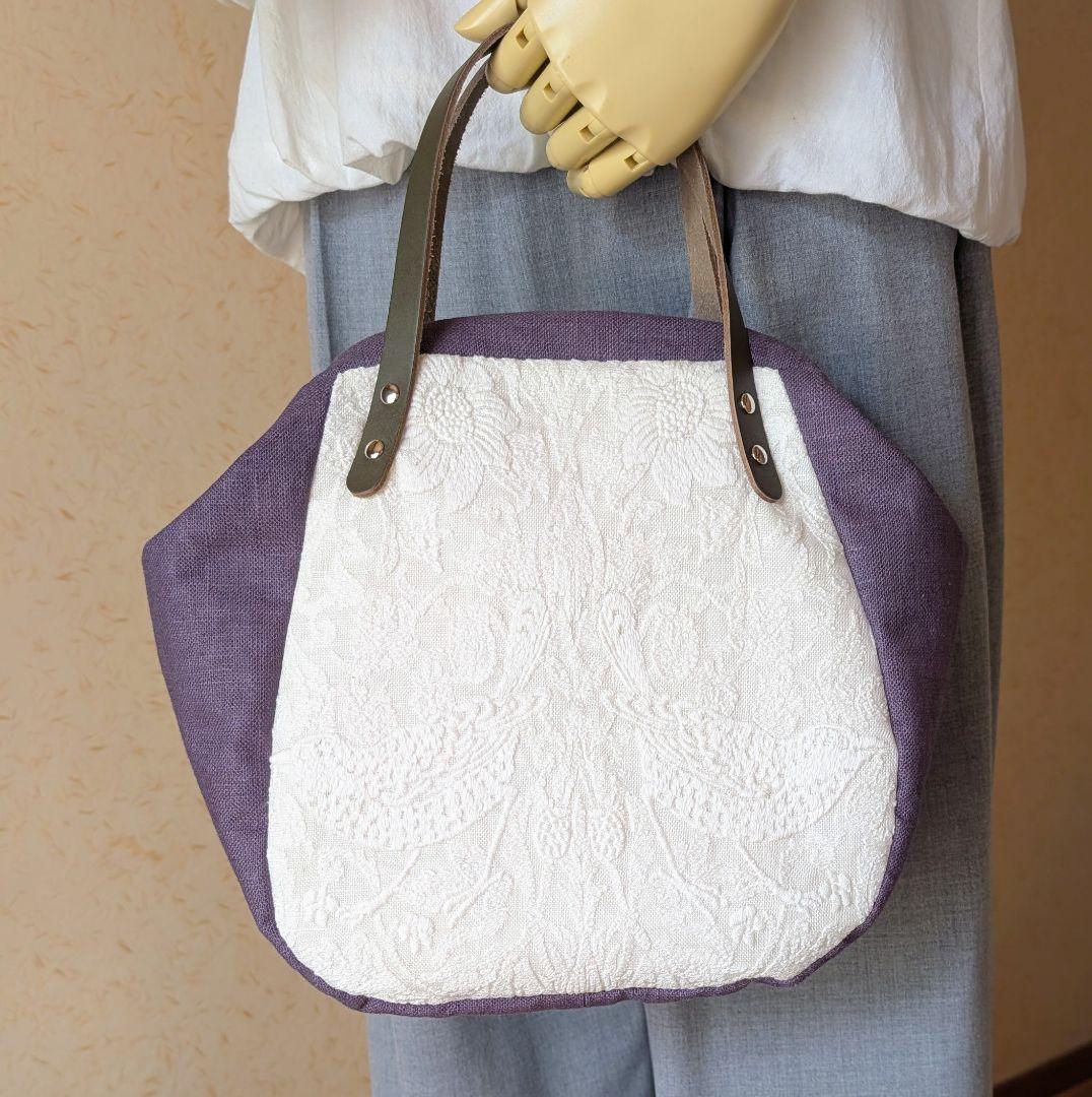 ハンドメイド　トートバッグ　いちご泥棒　刺繍　ウィリアムモリス