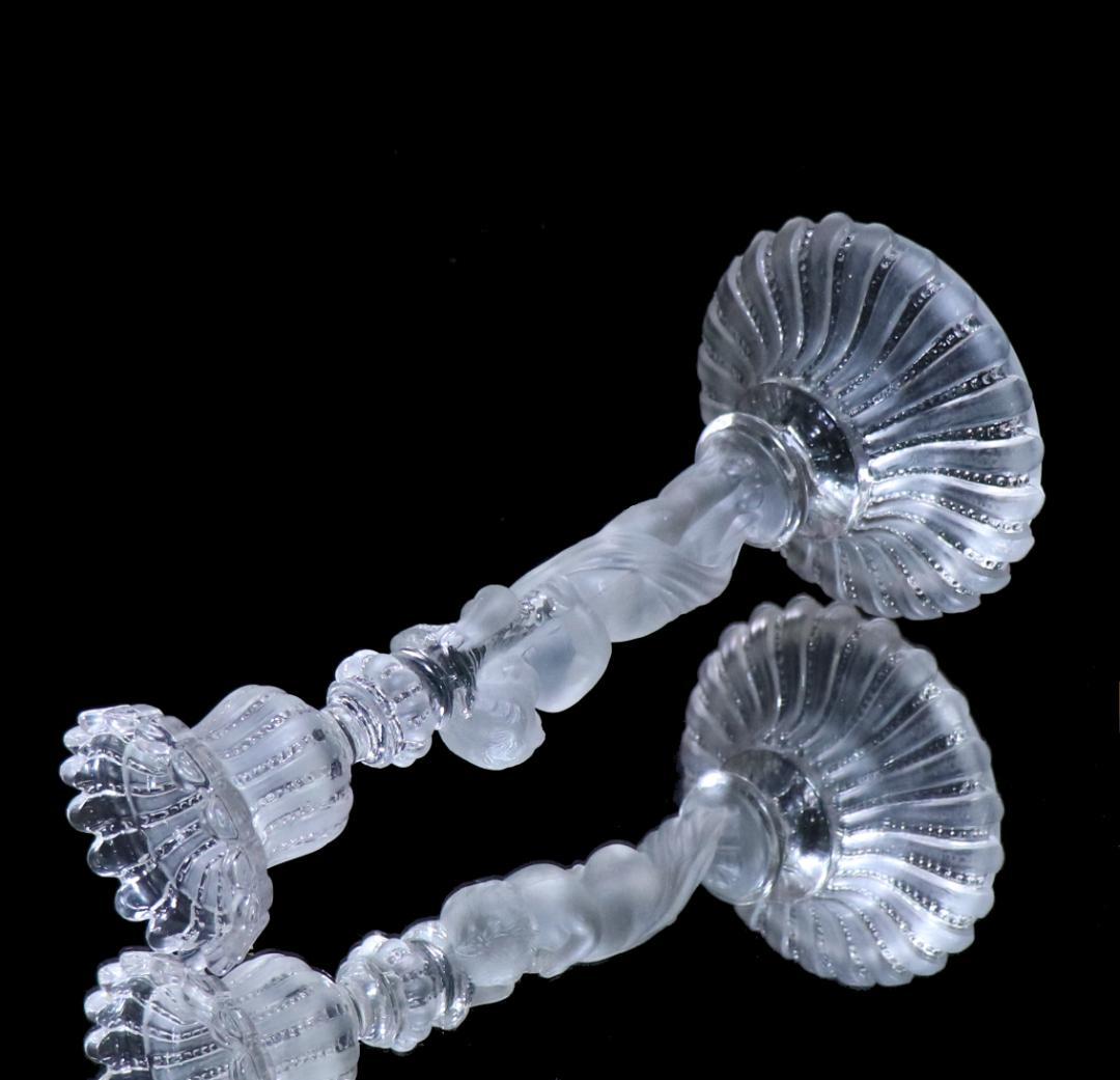 オールド・バカラ 珍品1878年頃 子供フロスト装飾大型キャンドルスタンド 置物