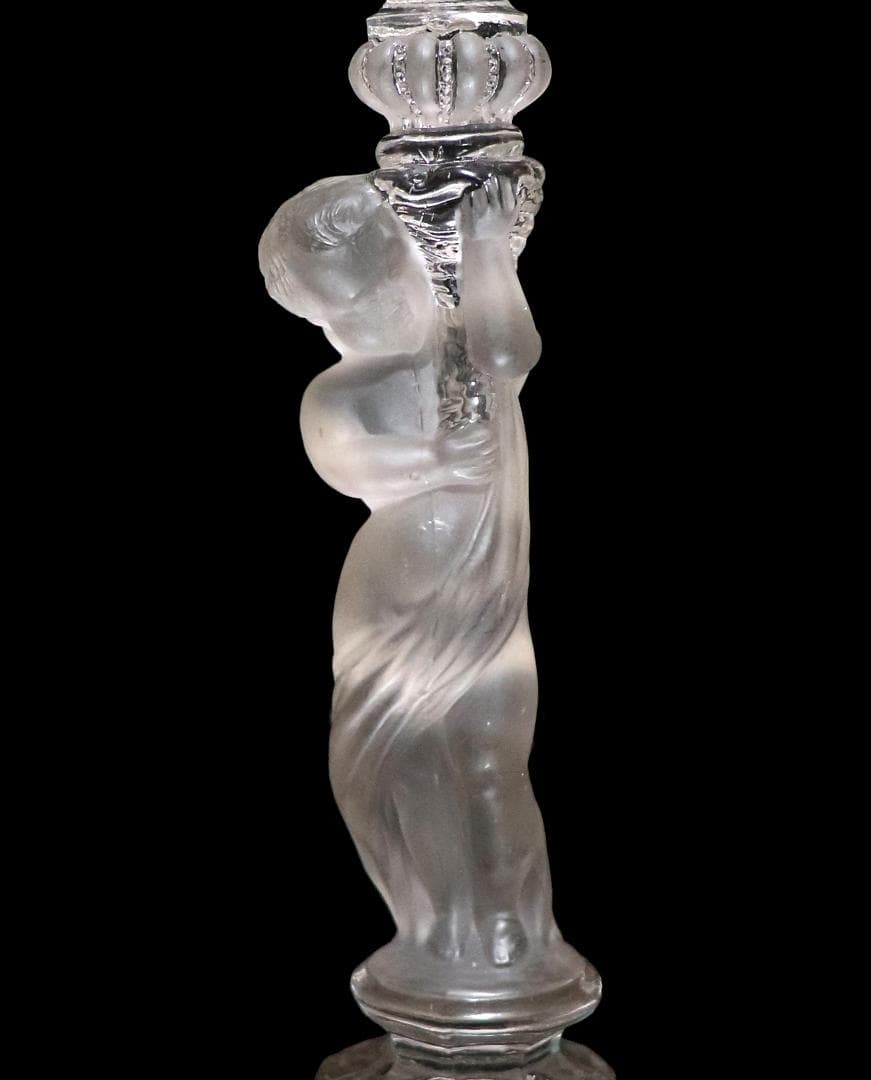 オールド・バカラ 珍品1878年頃 子供フロスト装飾大型キャンドルスタンド 置物