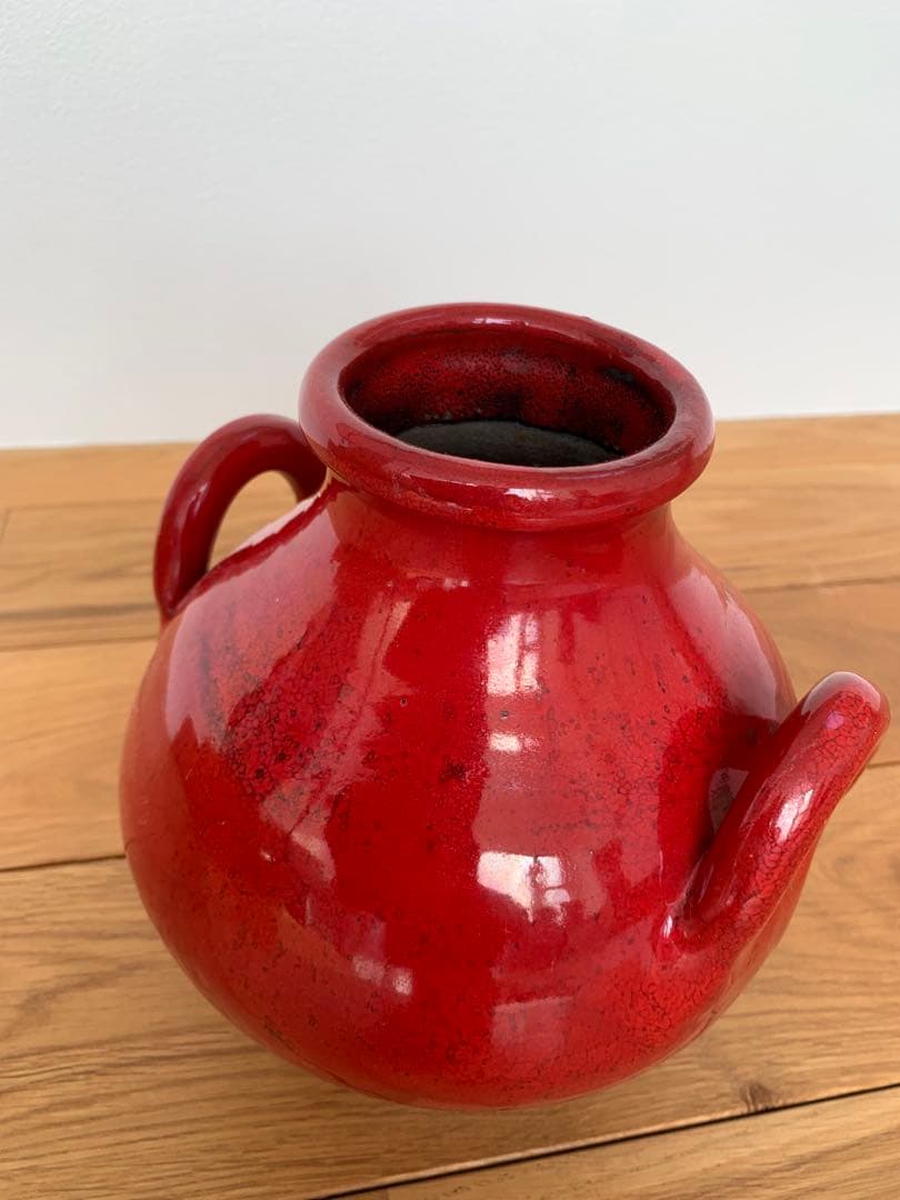 ドイツ　Fat Lava Heyne(ハイネ)の赤のヴィンテージ花瓶