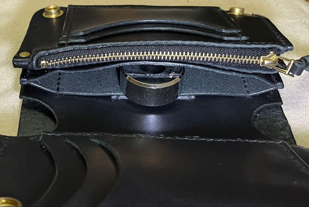 ミドル トラッカーウォレット 姫路レザー タンニン鞣し ギターピックポケット付き