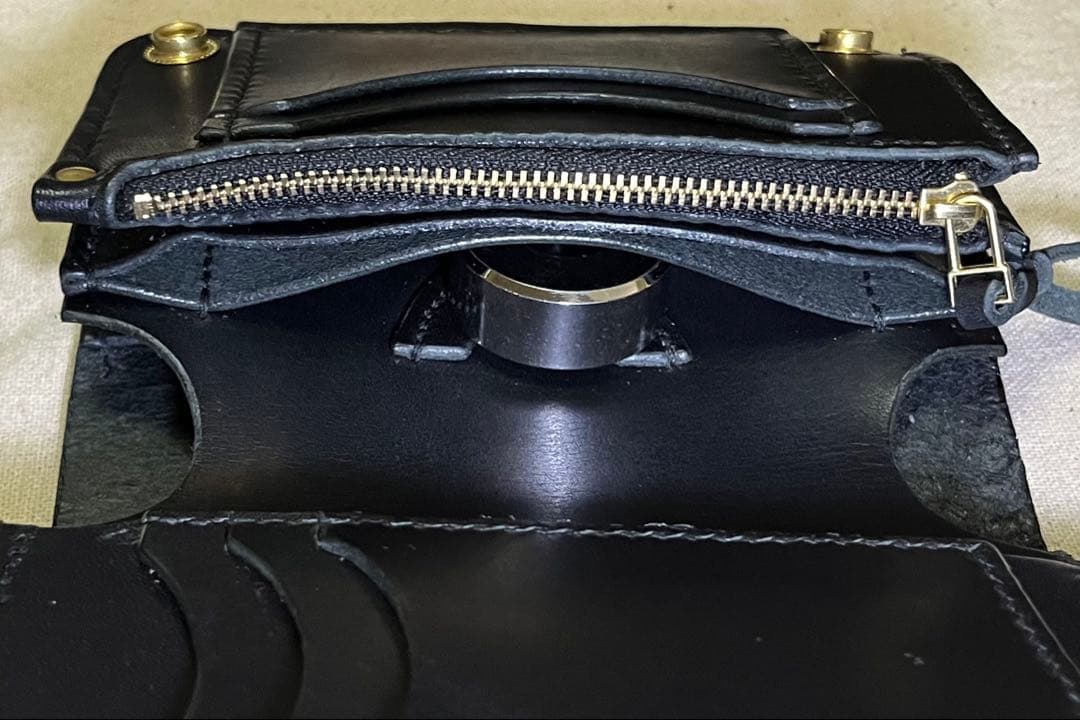 ミドル トラッカーウォレット 姫路レザー タンニン鞣し ギターピックポケット付き