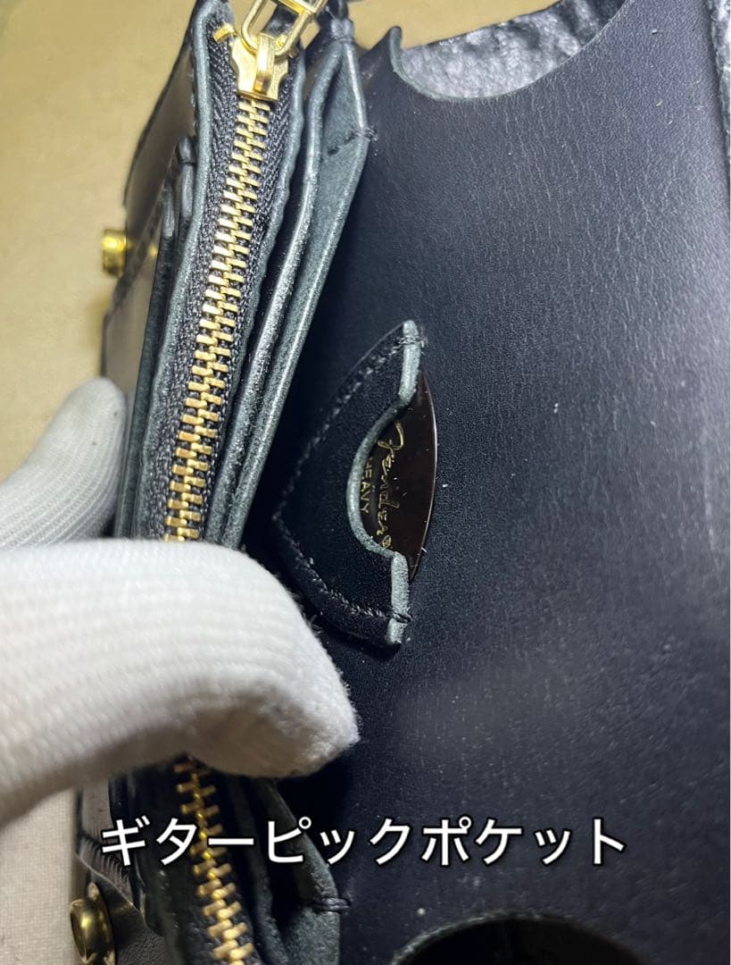 ミドル トラッカーウォレット 姫路レザー タンニン鞣し ギターピックポケット付き