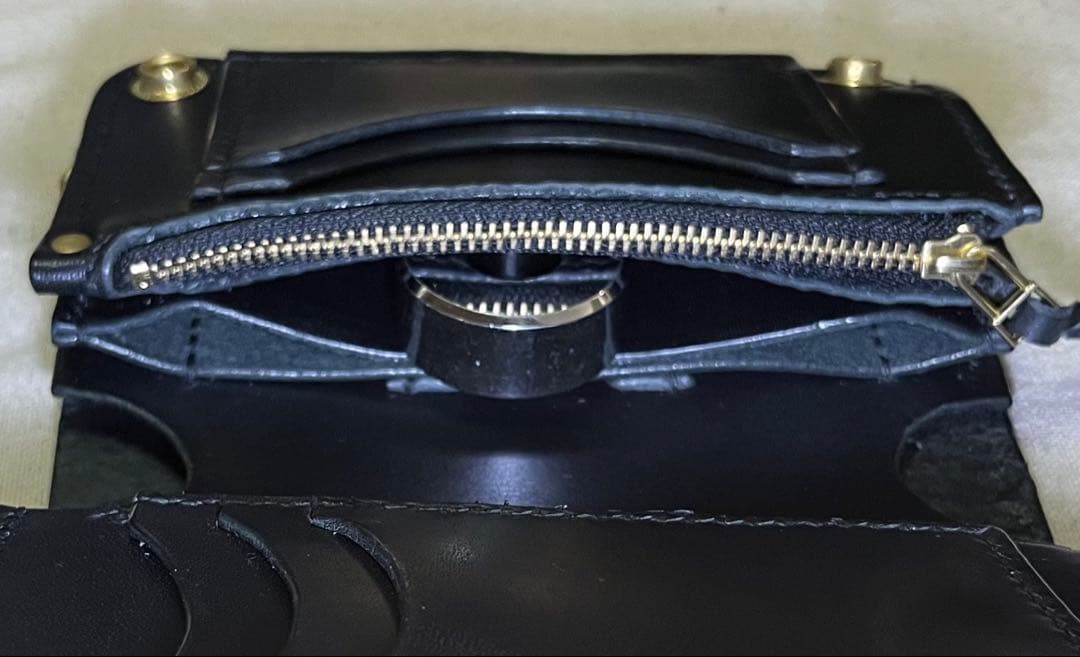 ミドル トラッカーウォレット 姫路レザー タンニン鞣し ギターピックポケット付き