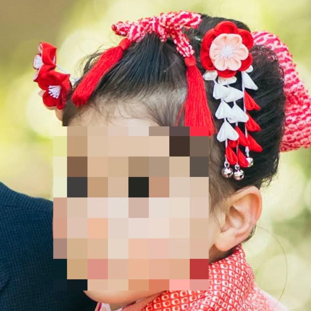 おはりばこ　八重梅　七五三 髪飾り 三歳　日本髪　つまみ細工