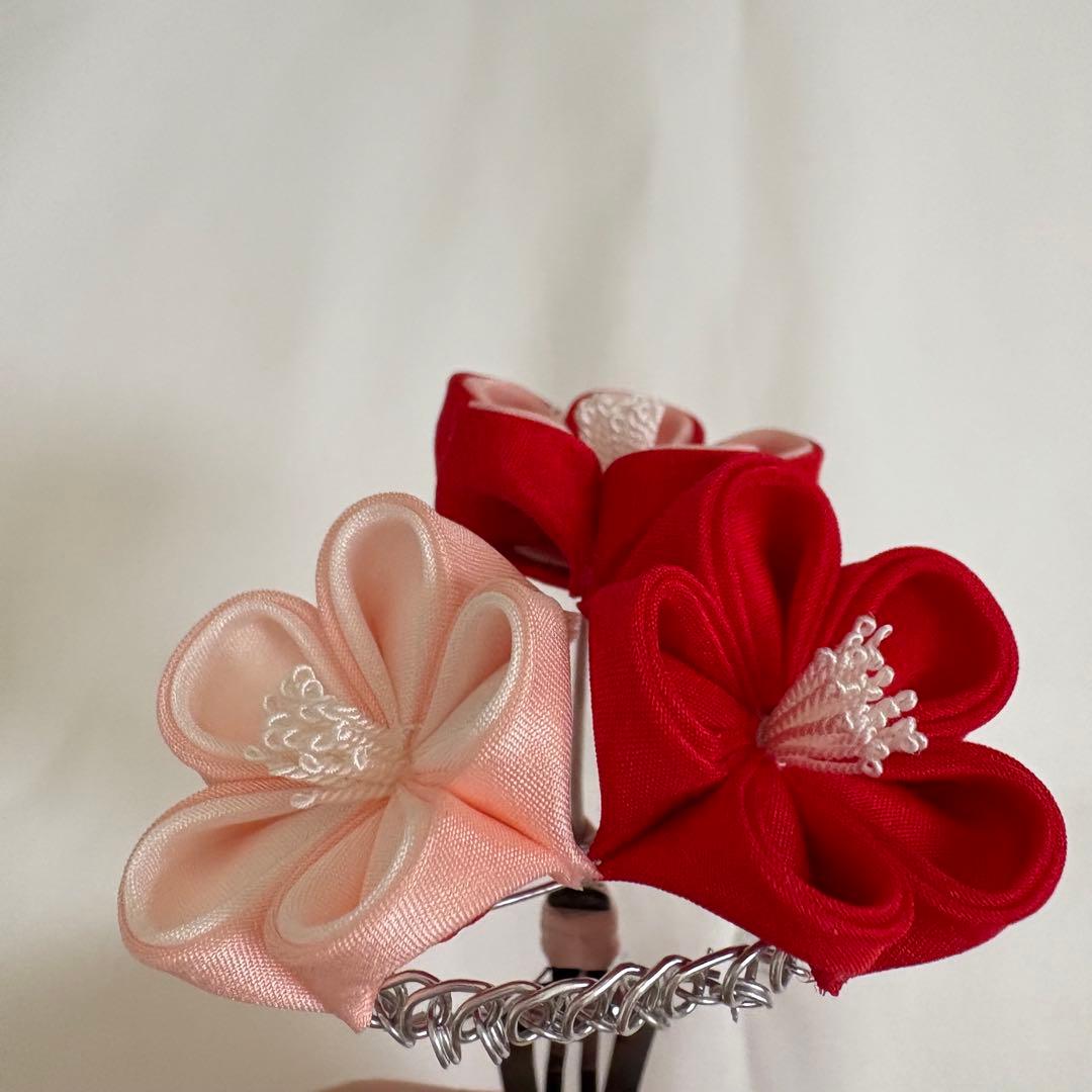 おはりばこ　八重梅　七五三 髪飾り 三歳　日本髪　つまみ細工