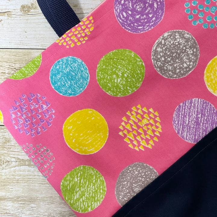 猫ちゃんドット柄レッスンバッグ　女の子用入園準備入園グッズおけいこバッグ音楽教室