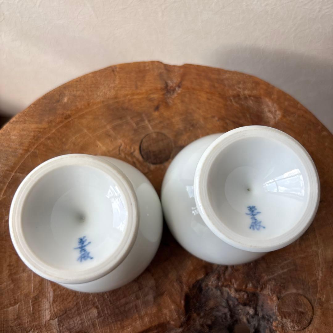 有田焼　人間国宝　井上萬二作　白磁ワインカップセット