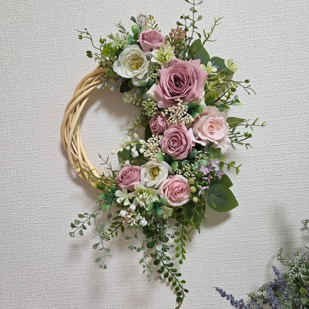 【専用】フラワーリース 風薫る16 咲き誇る花たち 玄関リース 造花