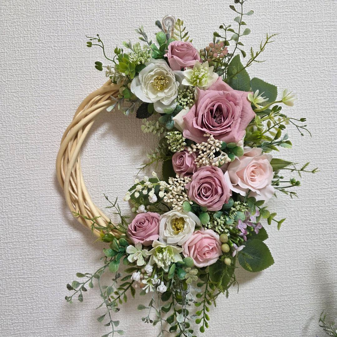 【専用】フラワーリース 風薫る16 咲き誇る花たち 玄関リース 造花